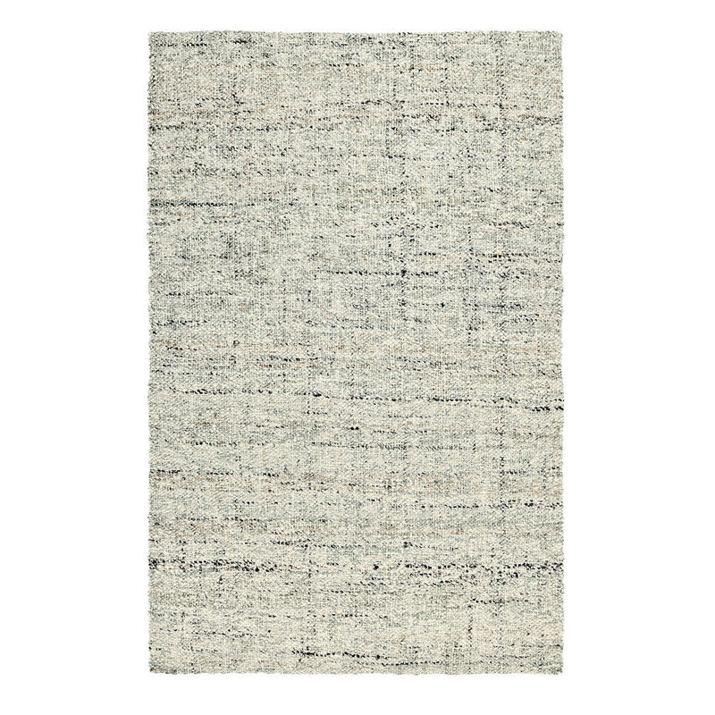 Fog gray woven rug with speckled texture and muted horizontal stripe pattern