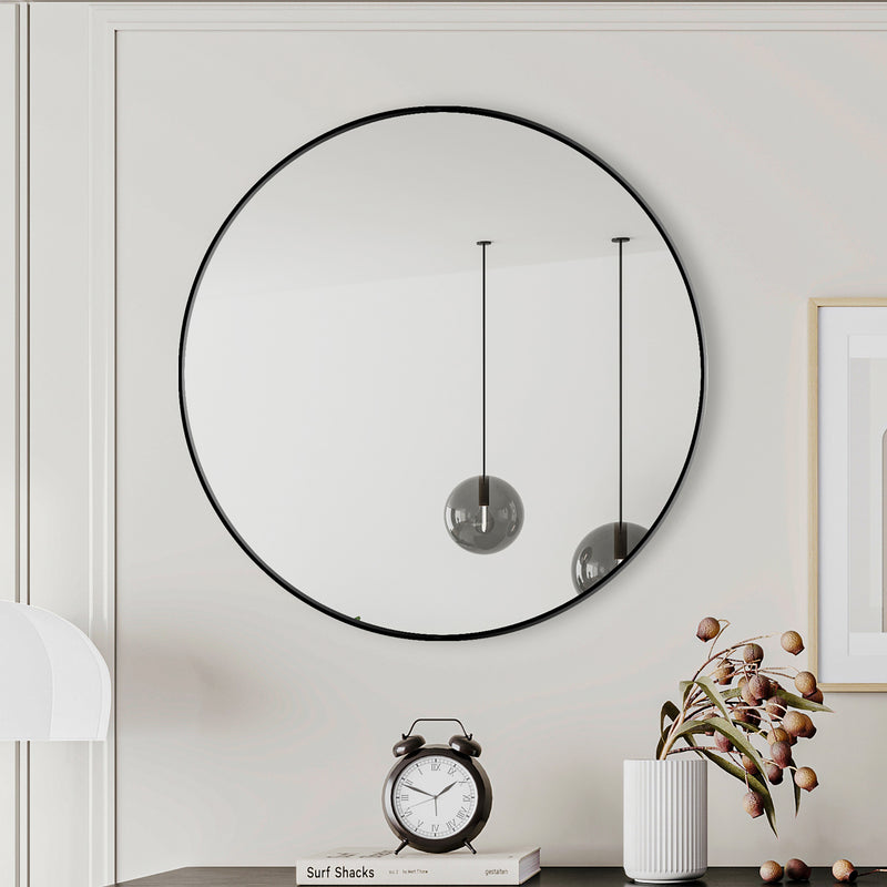 Wall Mirror Wall Mount Option Black 28-inch