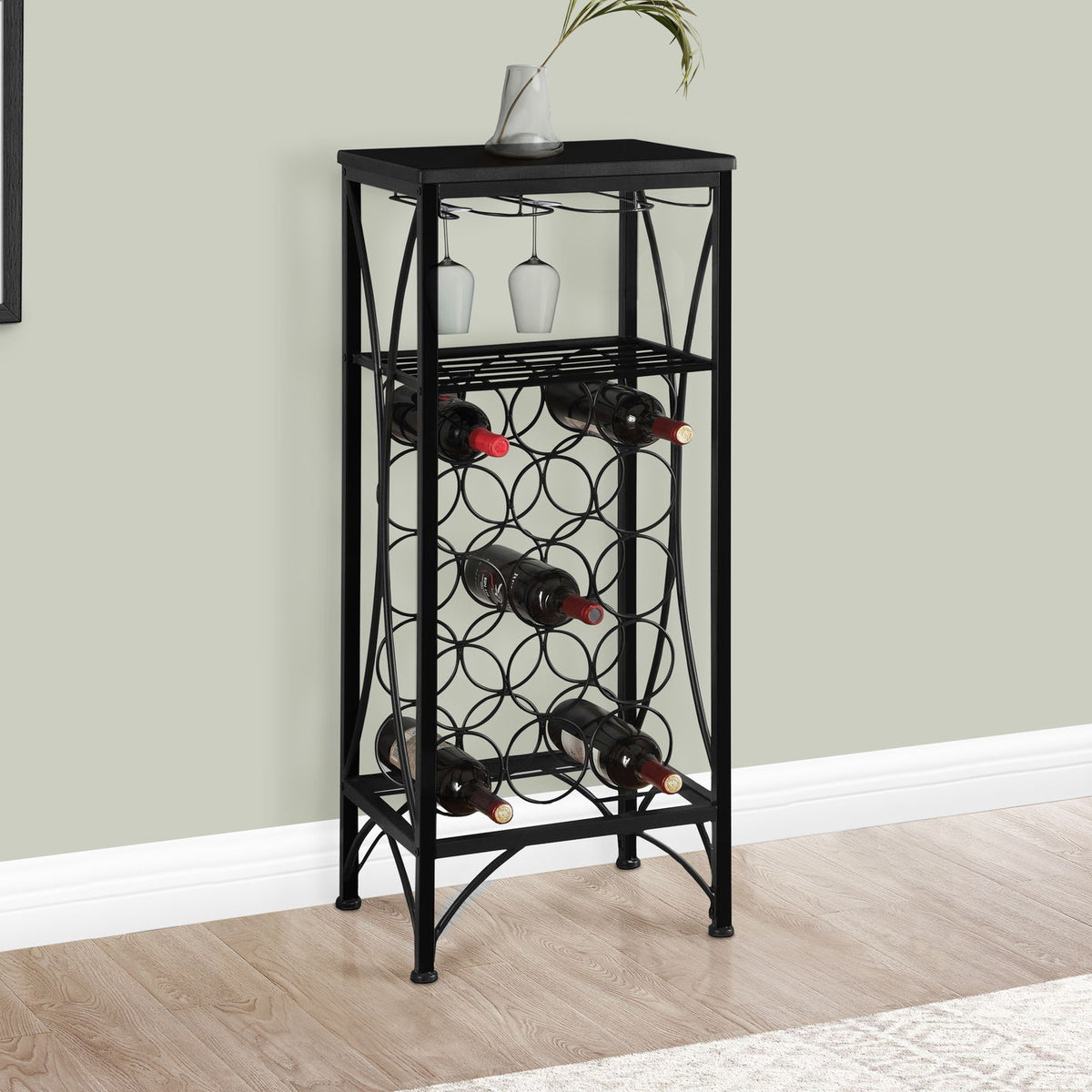 Home Bar, Wine Rack, Transitional - Black