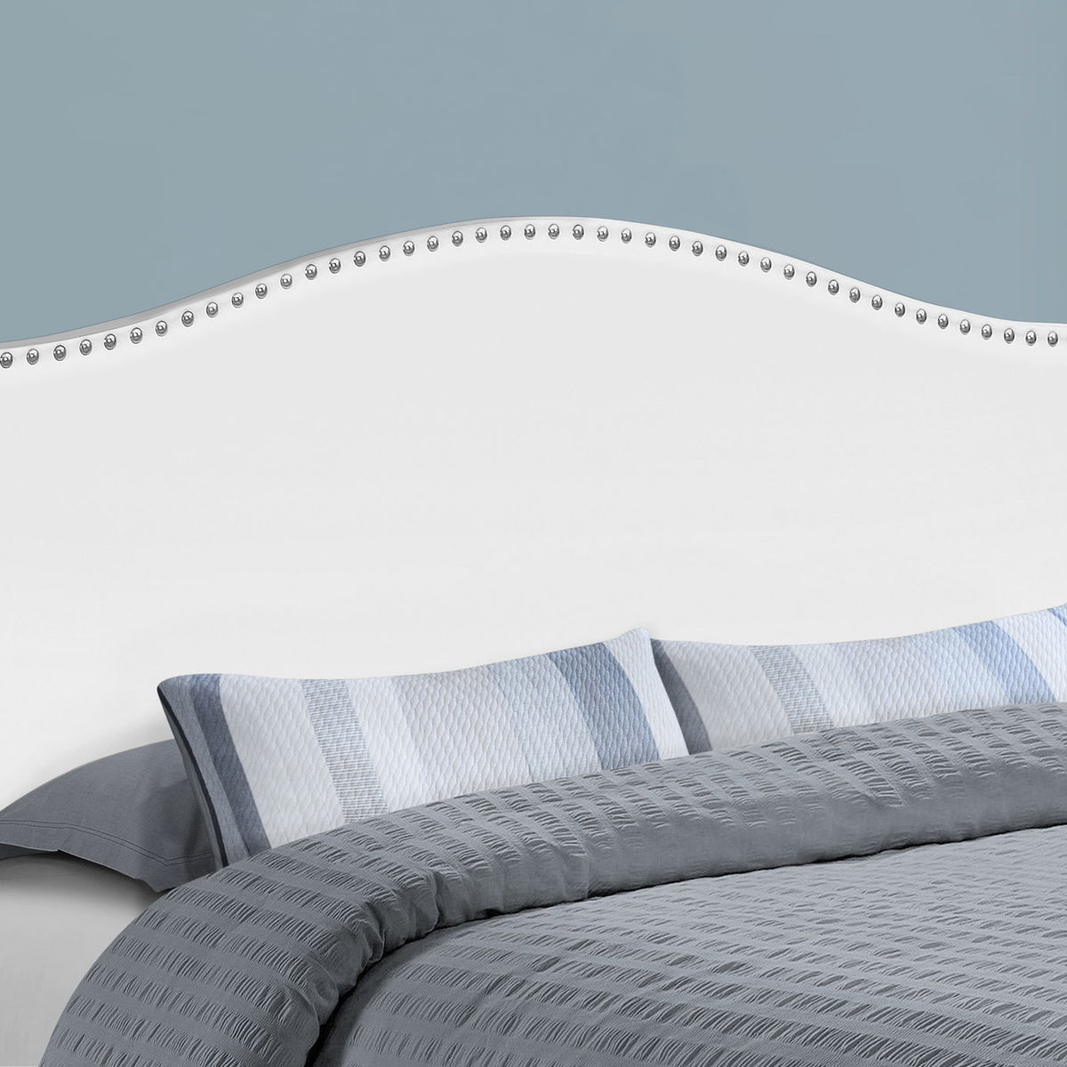Queen Size, Bed Headboard Only, Upholstered, Transitional - White