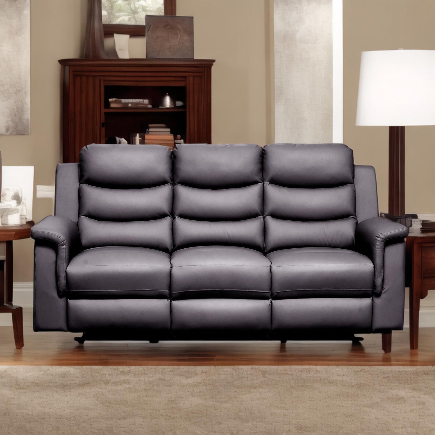 Reclining Sofa With Middle Console Slipcover, Stretch 3 Seat Reclining Sofa Covers - Black