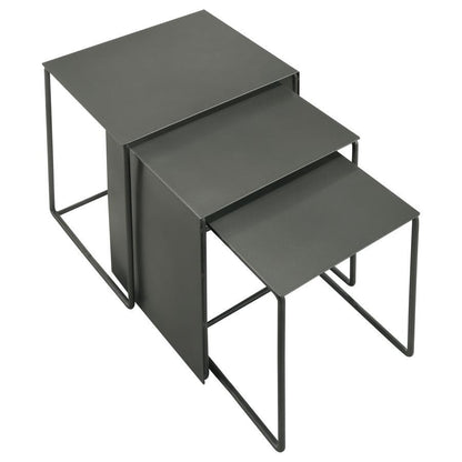 Imez - 3 Piece Rectangular Metal Nesting Table Set - Gray