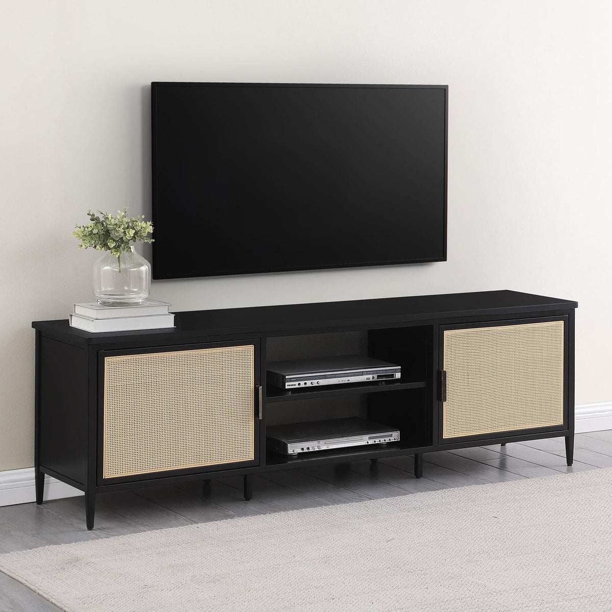 Amherst 2-door 70-inch Metal TV Stand Media Console Black