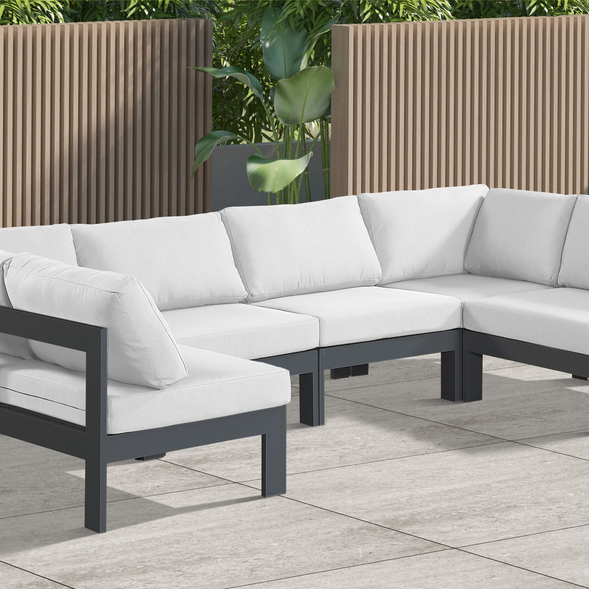 Nizuc - Outdoor Patio 6 Piece Modular Sectional With Gray Frame