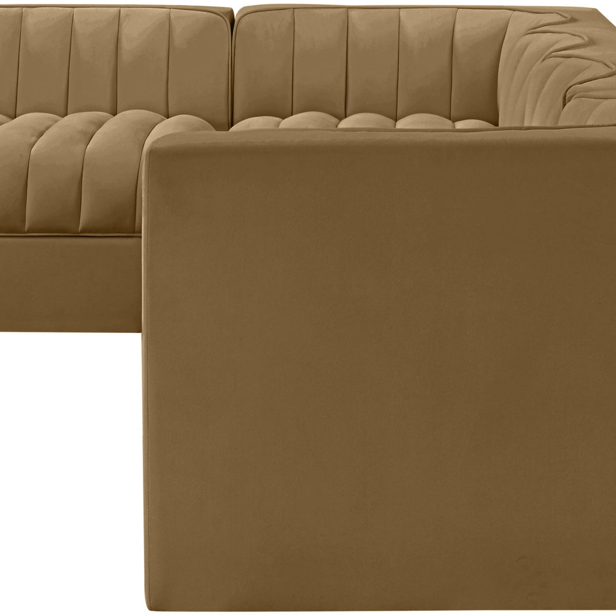 Rummi - Velvet Performance Fabric Upholstered 5 Piece Modular Sectional, L-Shaped (Right)