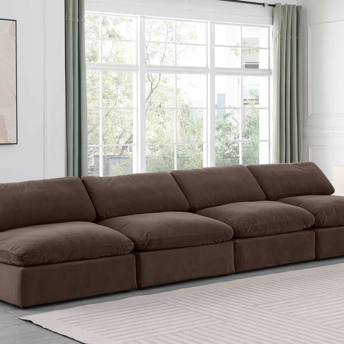 Comfy - Velvet Modular Armless Sofa 4 Seats