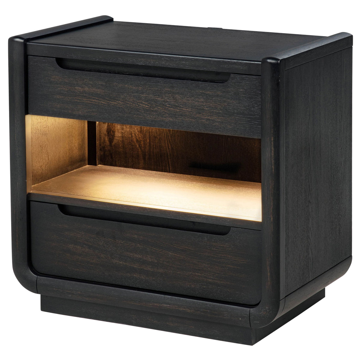 Bangor - 2 Drawer LED Nightstand With USB - Black