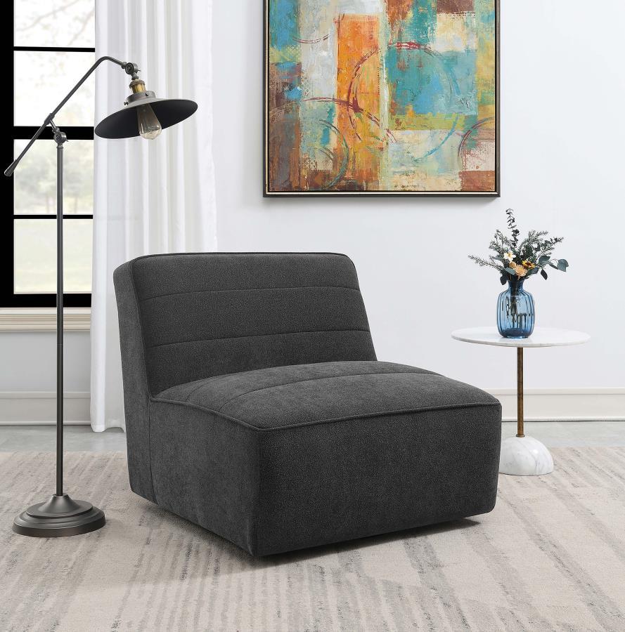 Cobie - Upholstered Armless Swivel Chair - Dark Charcoal