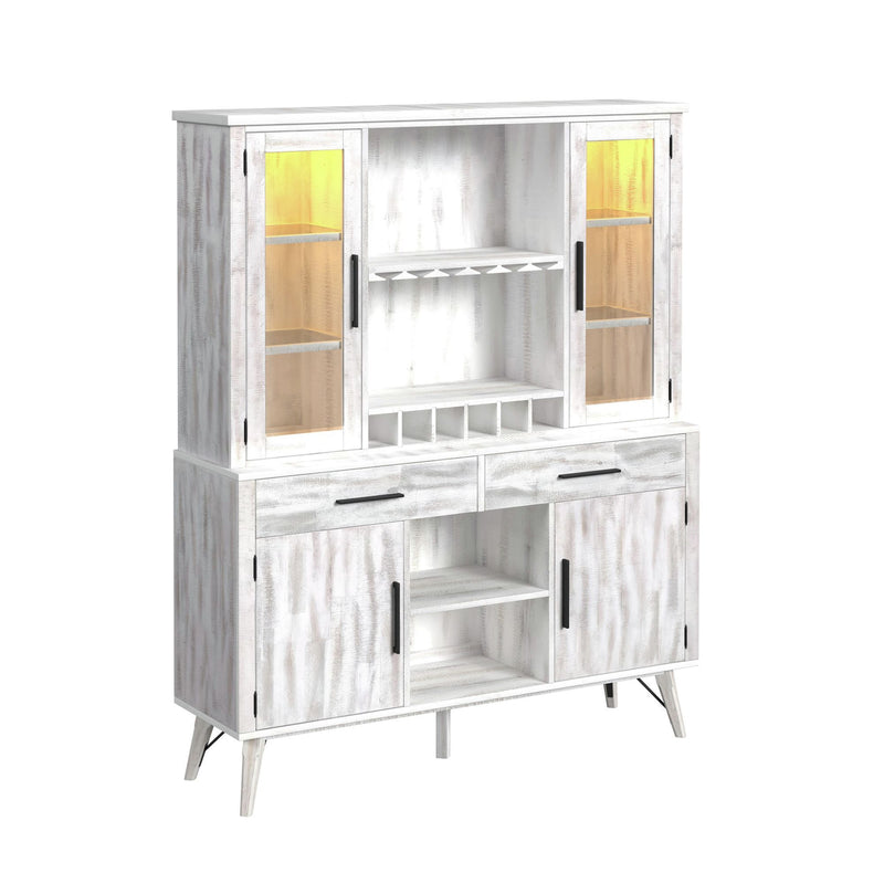 Rogen Rustic - Hutch With LED - Rustic White
