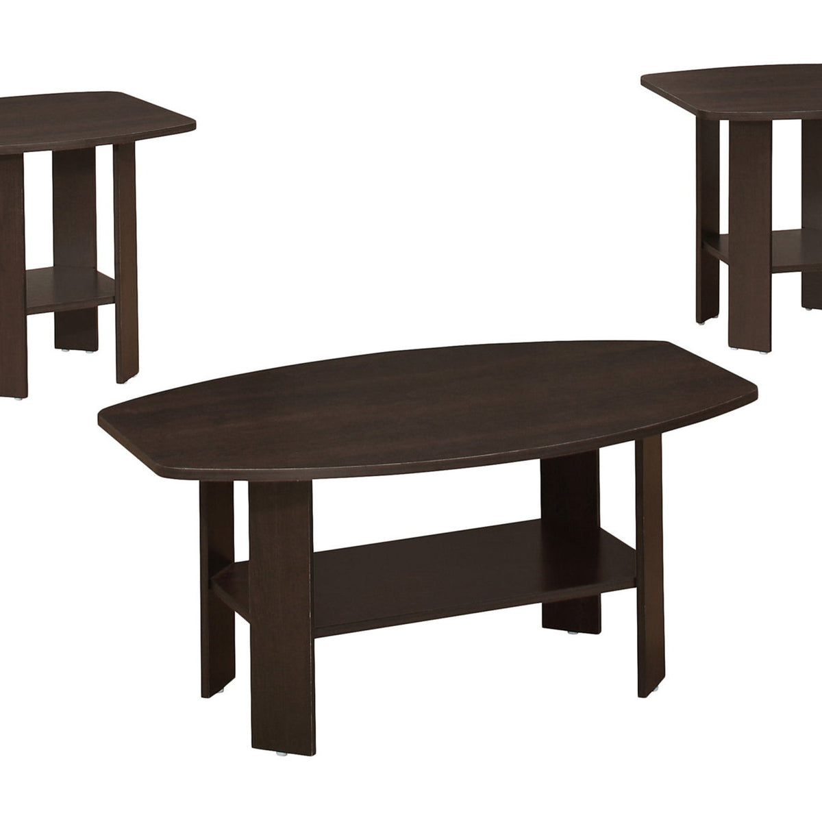 Table Set: Coffee, End, Side, Accent, Living Room, Transitional (Set of 3) - Espresso