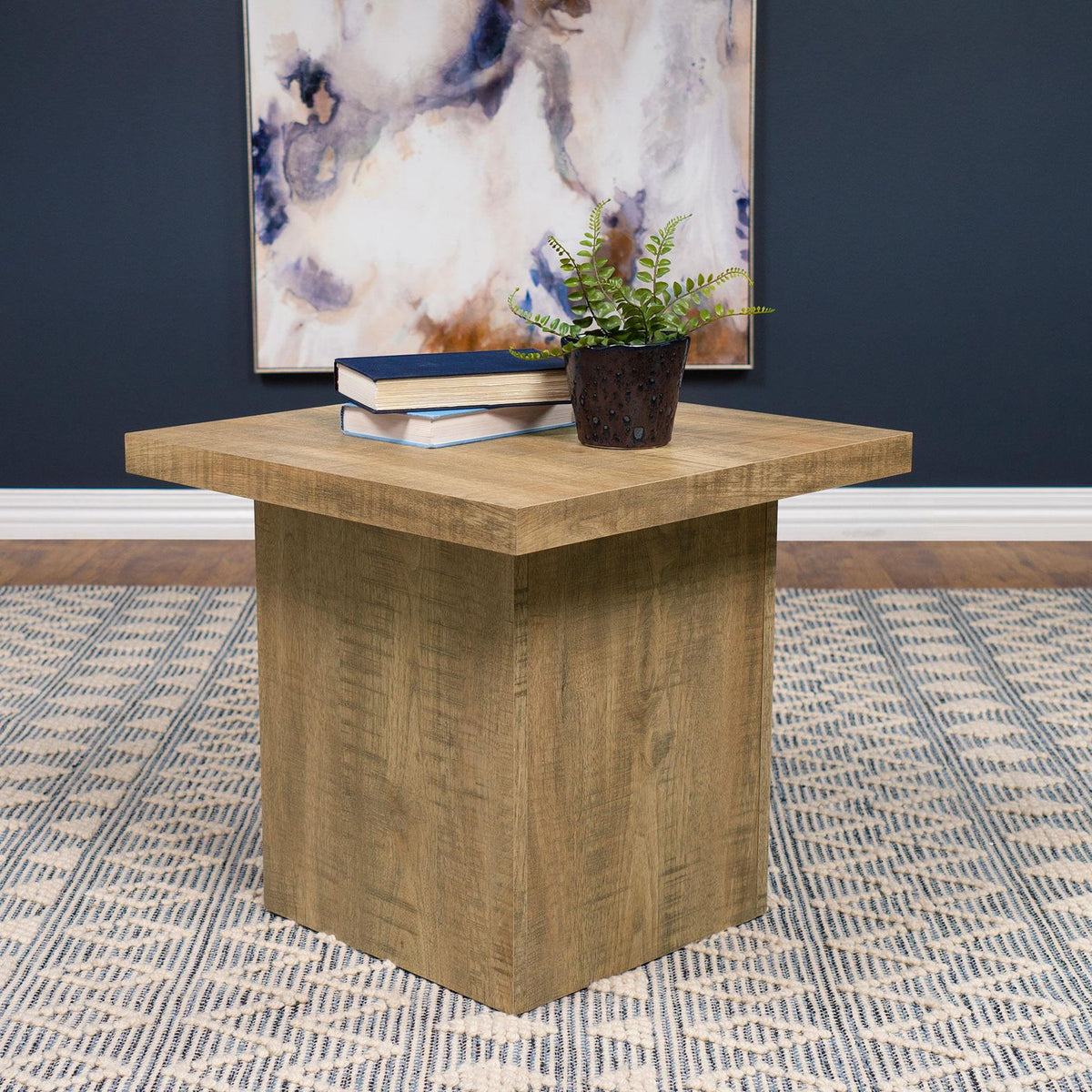 Devar Square Engineered Wood End Table Mango Brown