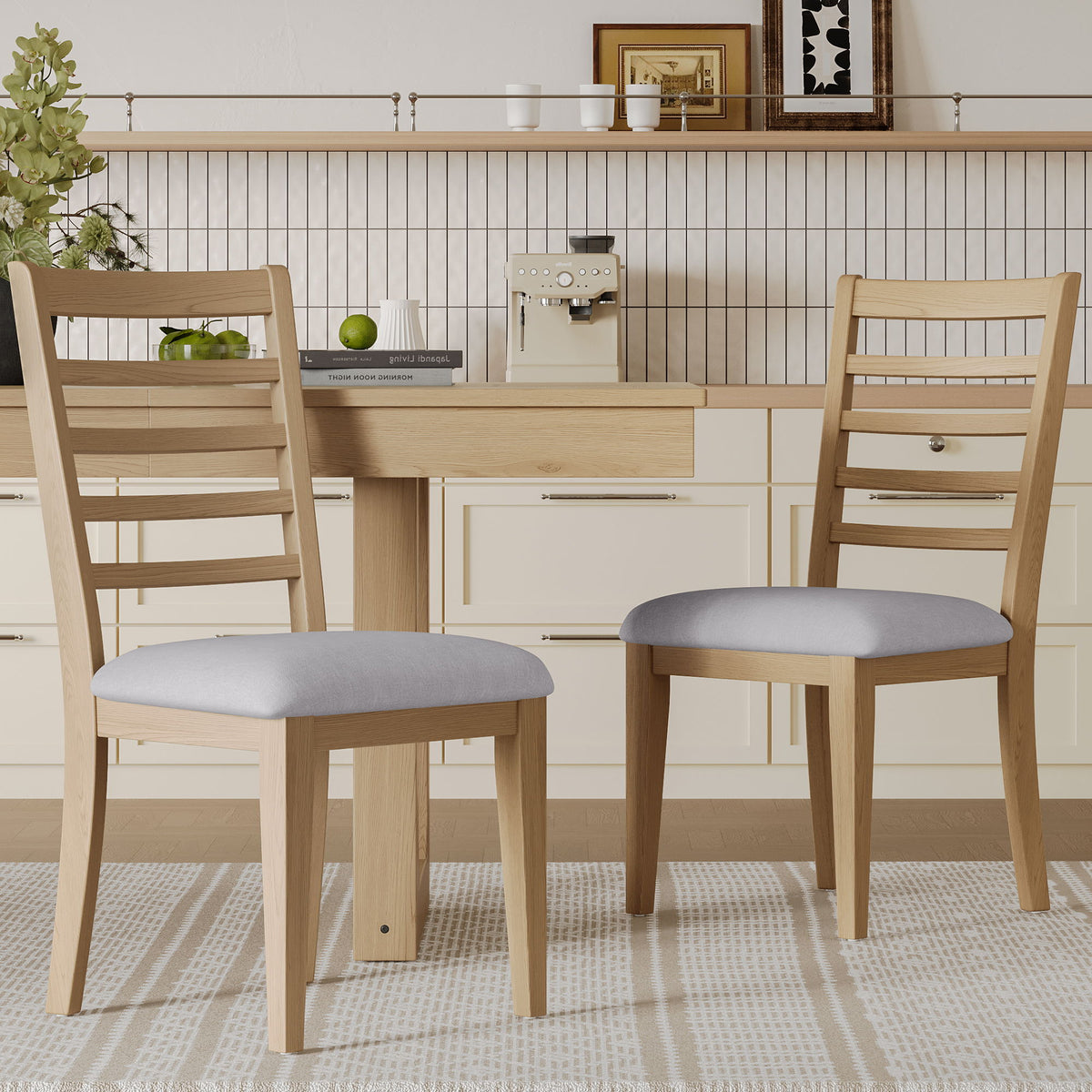 Upholstered Armless Chairs With High Ladder Back