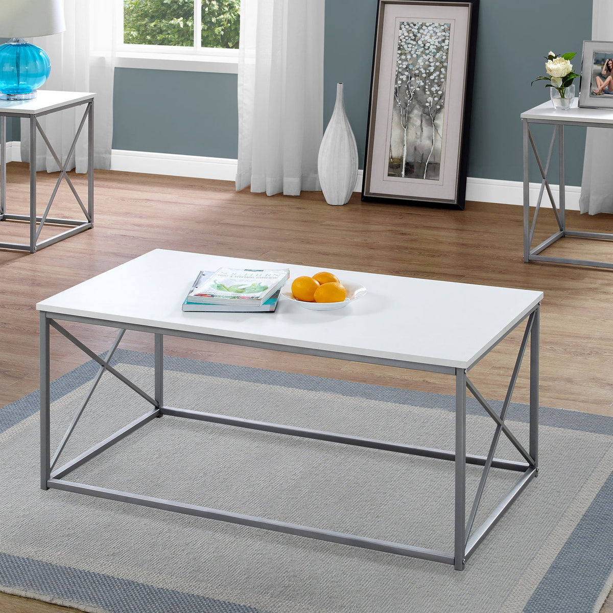Table Set, Coffee, End, Side, Accent, Living Room, Contemporary, Modern (Set of 3) - White