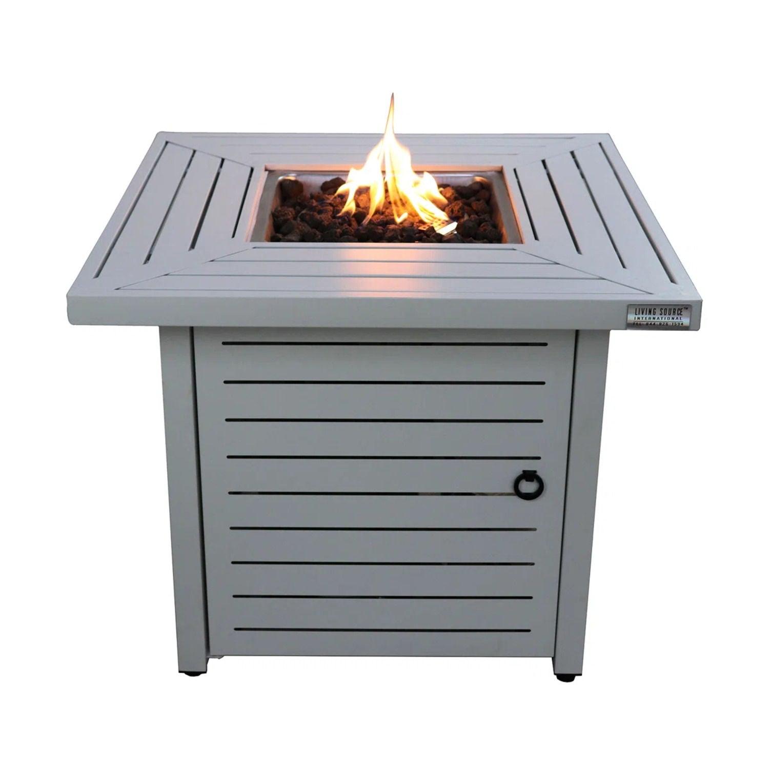 Propane Fire Pit Table - Antique Gray White