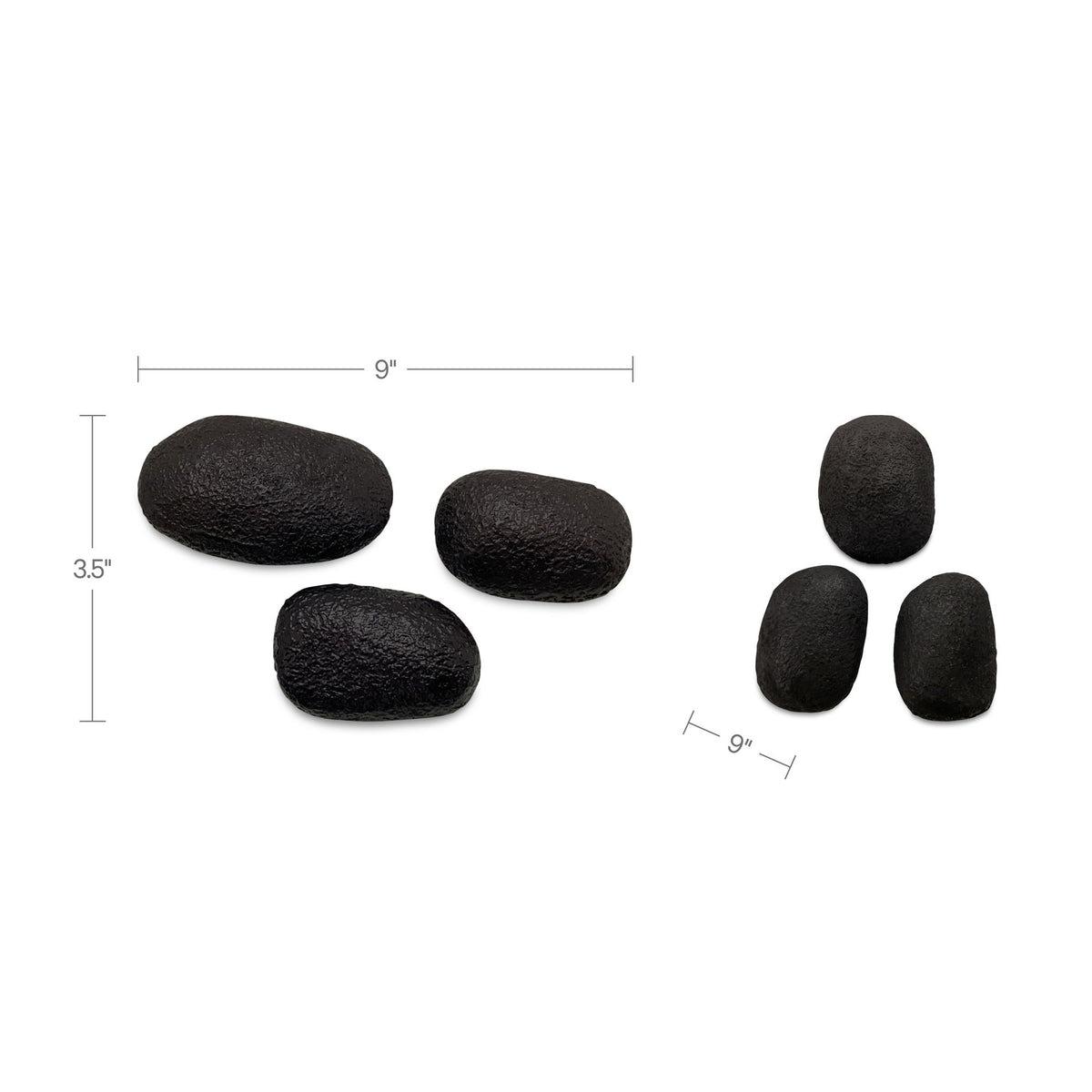 Textured black oval wall sculptures set of 3, up to 9 in wide