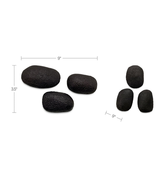 Textured black oval wall sculptures set of 3, up to 9 in wide
