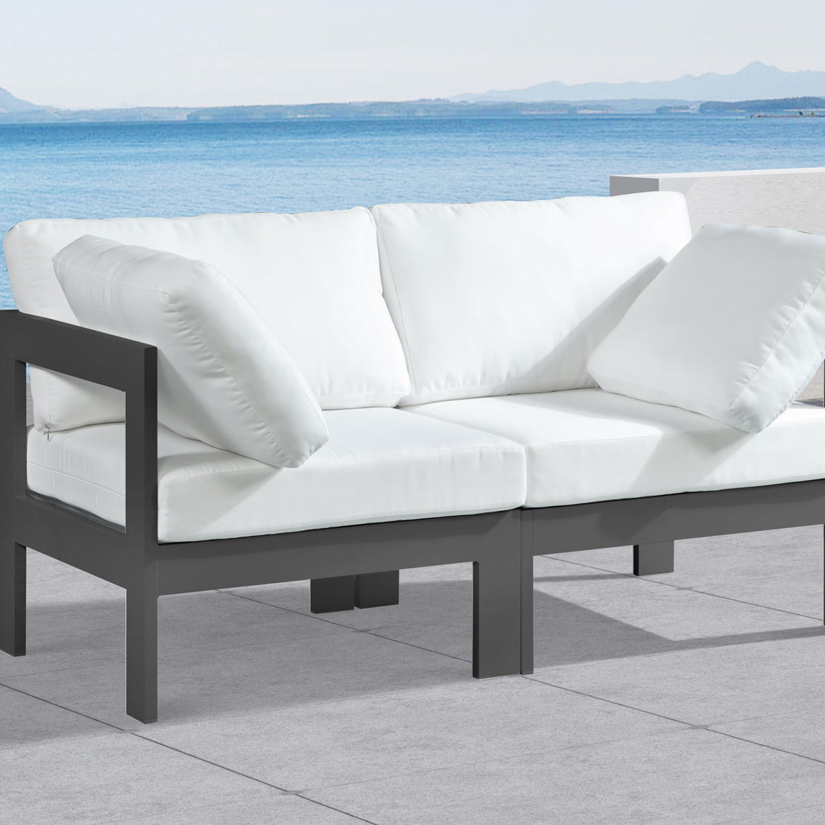 Nizuc - Outdoor Patio 2 Seat Modular Sofa With Gray Frame