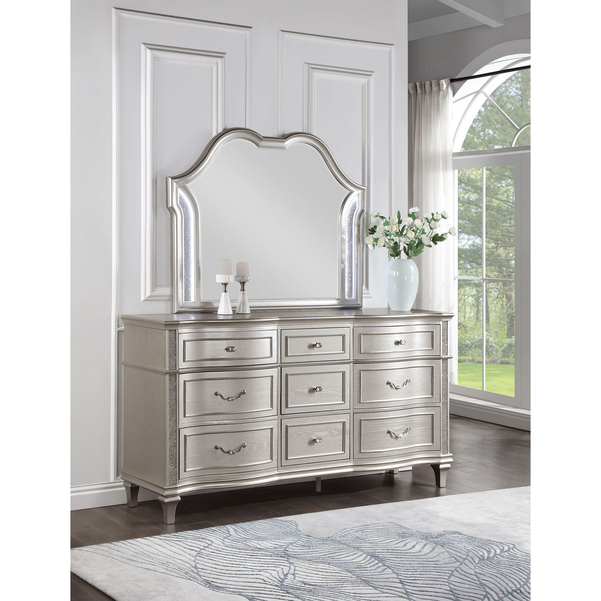 Colwood - 9 Drawer Dresser With Mirror - Silver