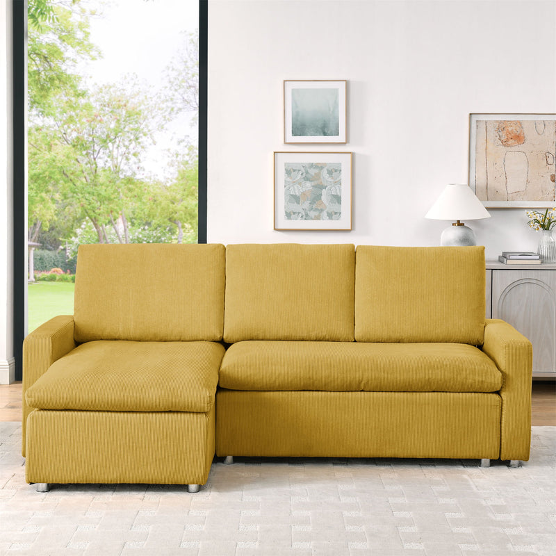 Convertible L Shaped Sleeper Sofa Bed With Reversible Chaise And Storage