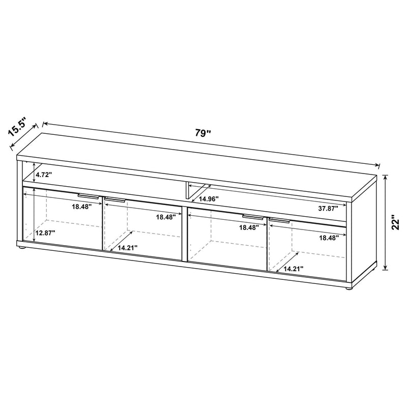 Palmer - 4 Door TV Stand With Open Shelves - Mango Color