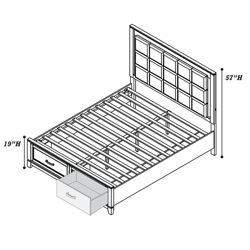 Upholstered Headboard Platform Bed With LED Lighting And Underbed Drawers