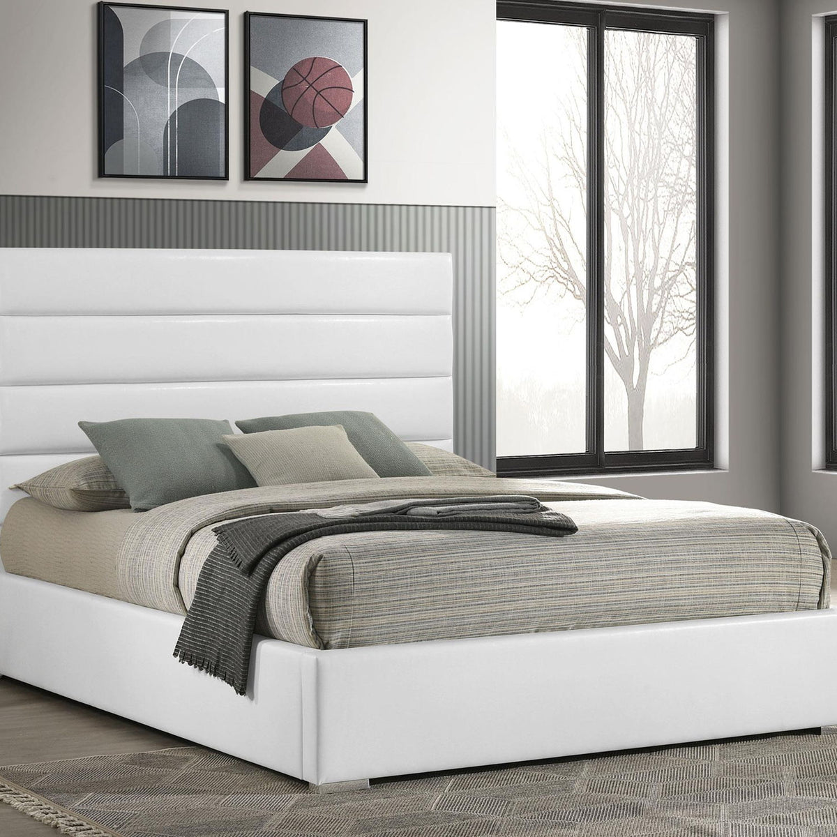 Felicity 53-inch Upholstered California King Bed White