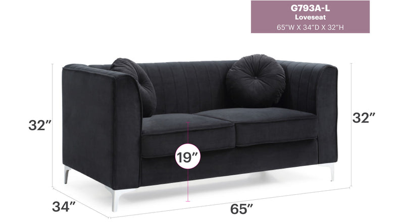 Glam Styled Micro Suede Loveseat