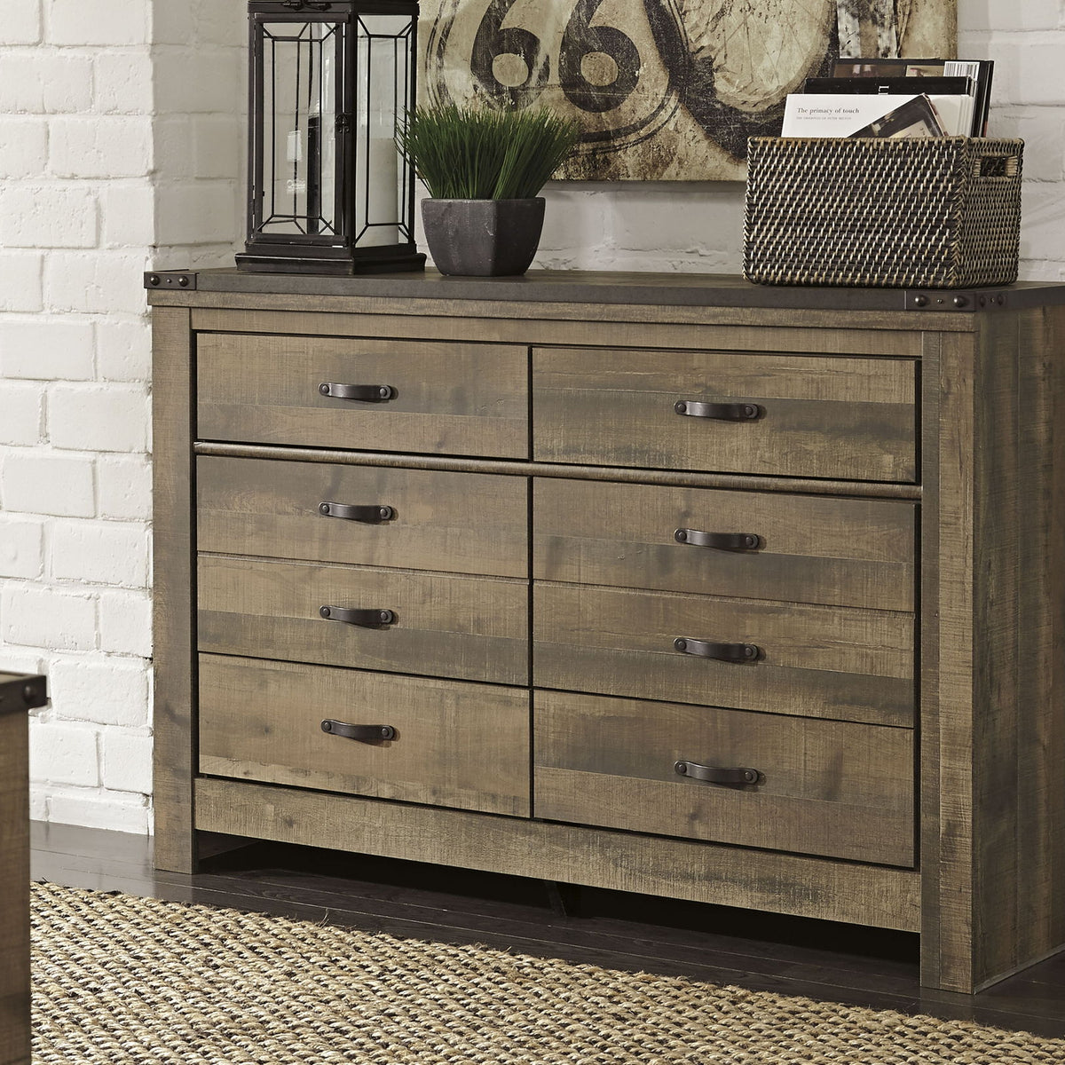 Trinell - Six Drawer Dresser - 61.34" x 15.98" x 42.99" - Brown Dark