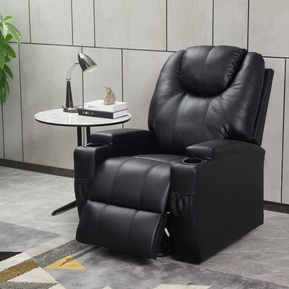 Modern Recliner Chair With Cup Holders, Remote Control