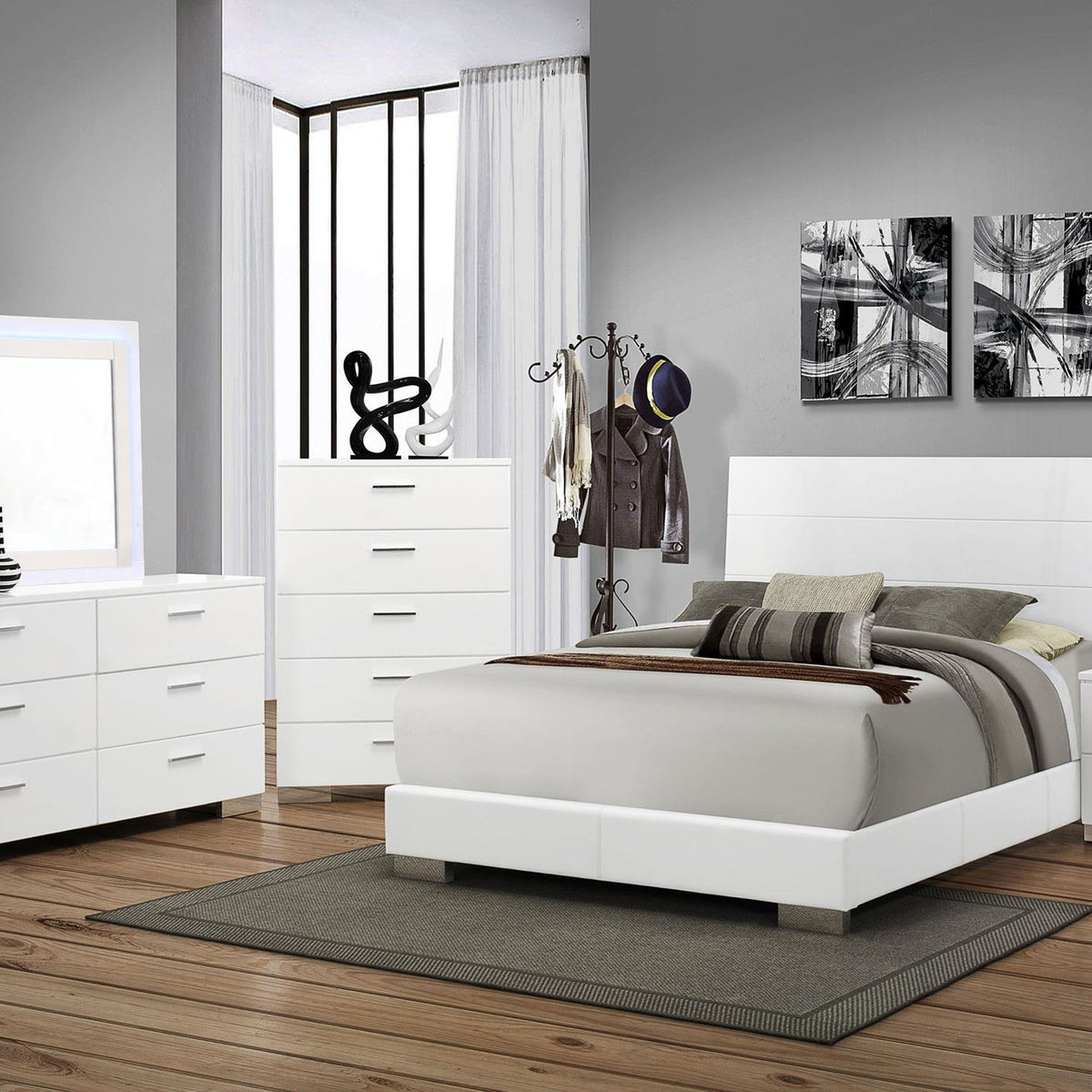 Felicity 5-piece Queen Bedroom Set White High Gloss