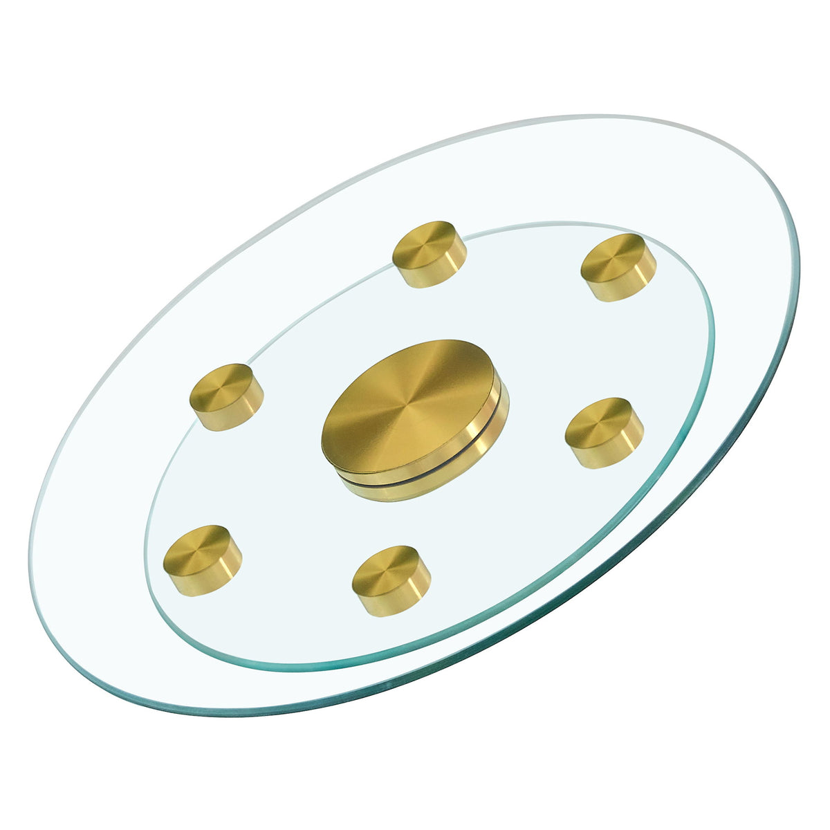 Double Layer Rotatable Round Glass Plate - Gold / Transparent