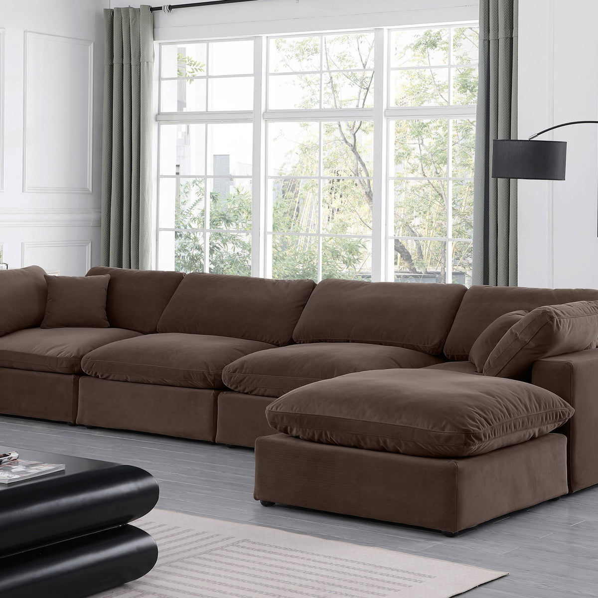 Comfy - 5 Piece Velvet Modular Sectional With Chaise