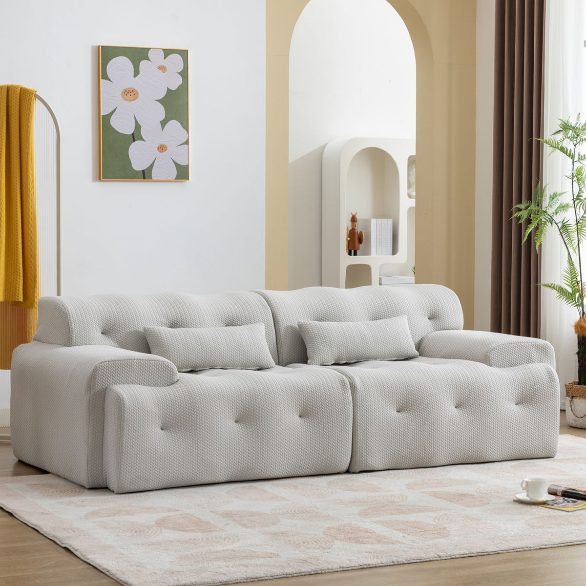 Large Size 2 Seater Sofa, Pure Foam Comfy Sofa Couch, Modern Lounge Sofa For Living Room, Apartment