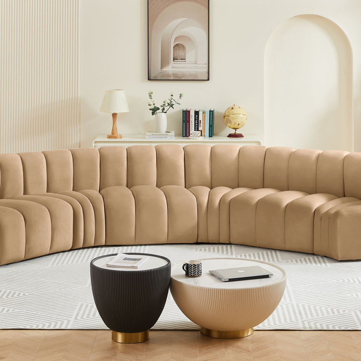 Arc - Velvet 6 Piece U-Shaped Modular Sofa