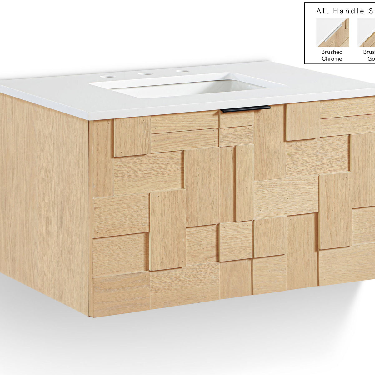 Leonardo - Engineered Stone And Solid Wood 24" Wall Mounted Bathroom Vanity