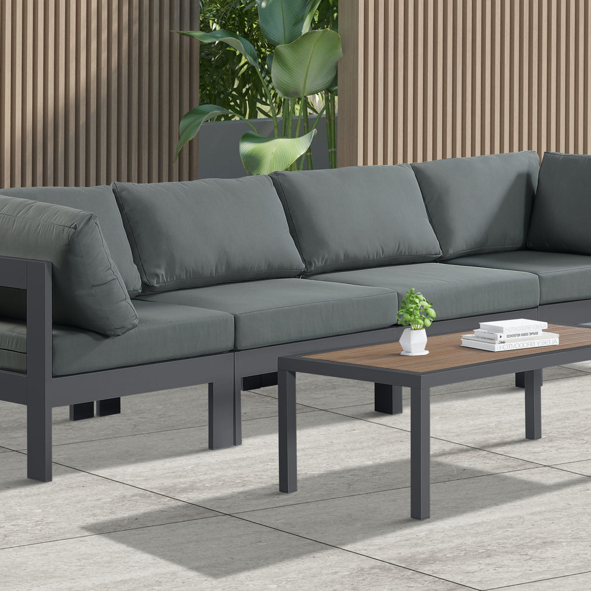 Nizuc - Outdoor Patio 4 Seat Modular Sofa With Gray Frame