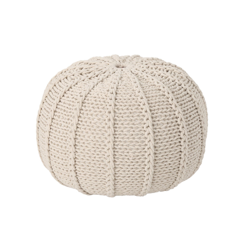 Bordeaux - Knitted Cotton Round Pouf Ottoman And Floor Cushion