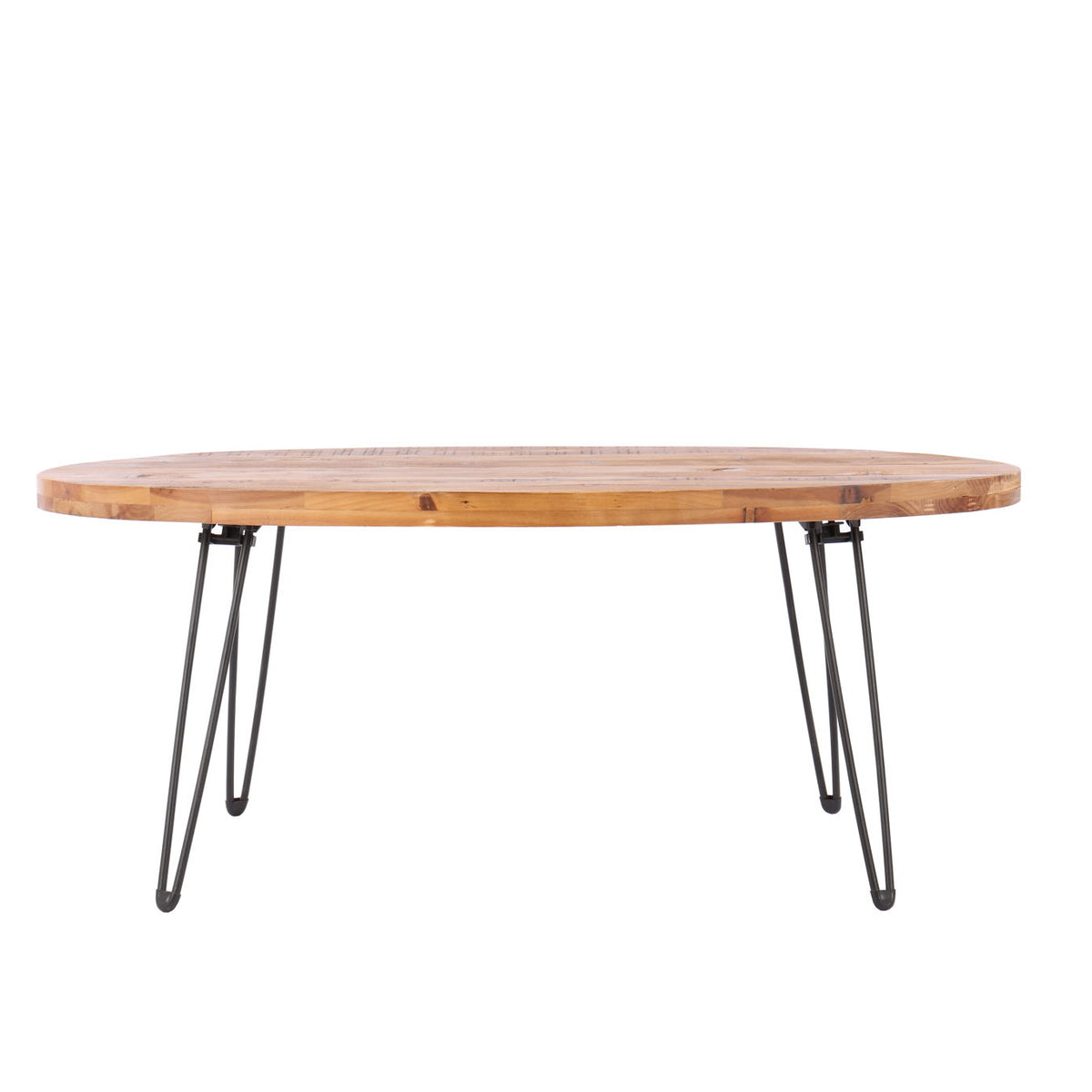 Oval Natural Reclaimed Wood Foldable Cocktail Table For Your Living Room - Natural