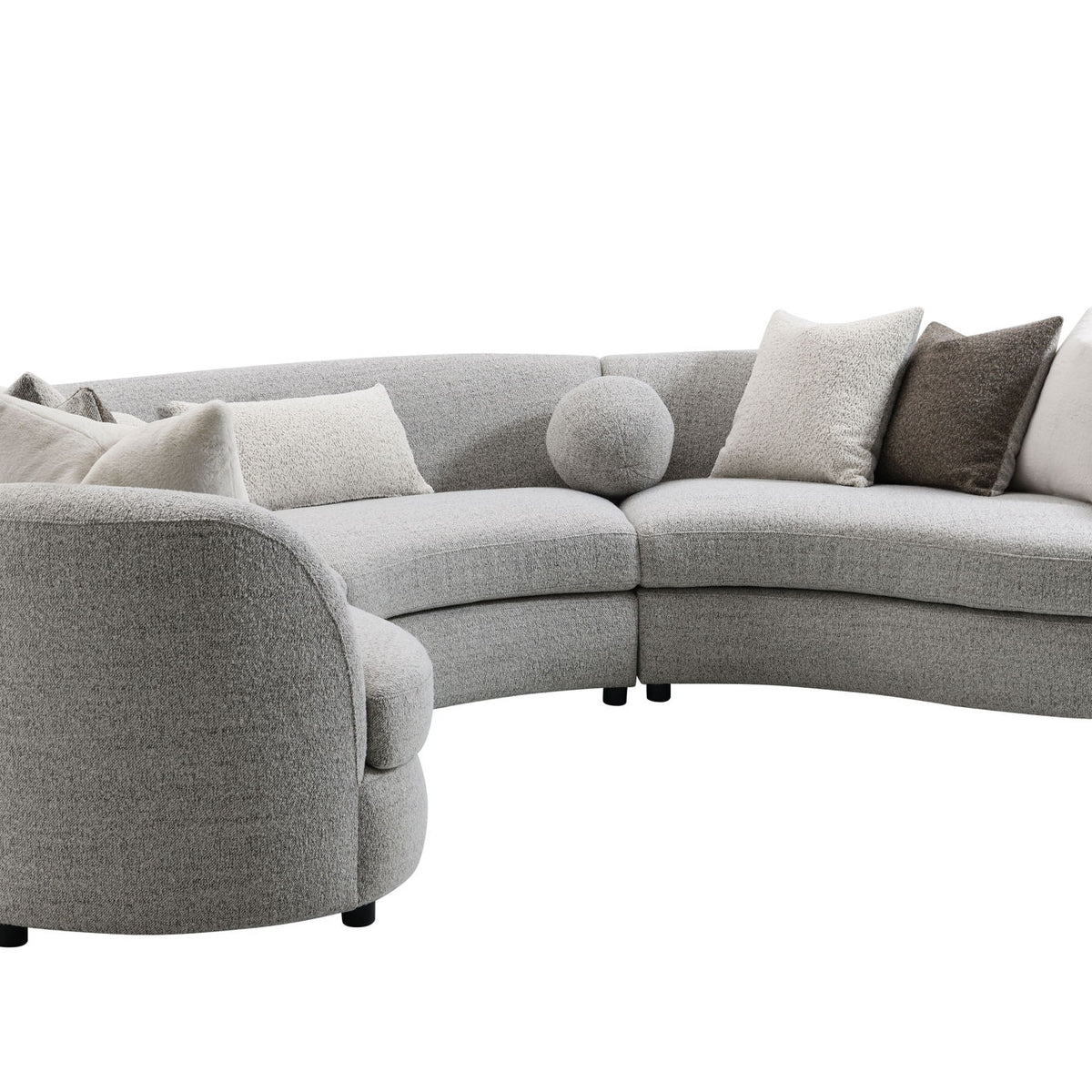 Ivria - Boucle Sectional Sofa With 9 Pillows - Gray