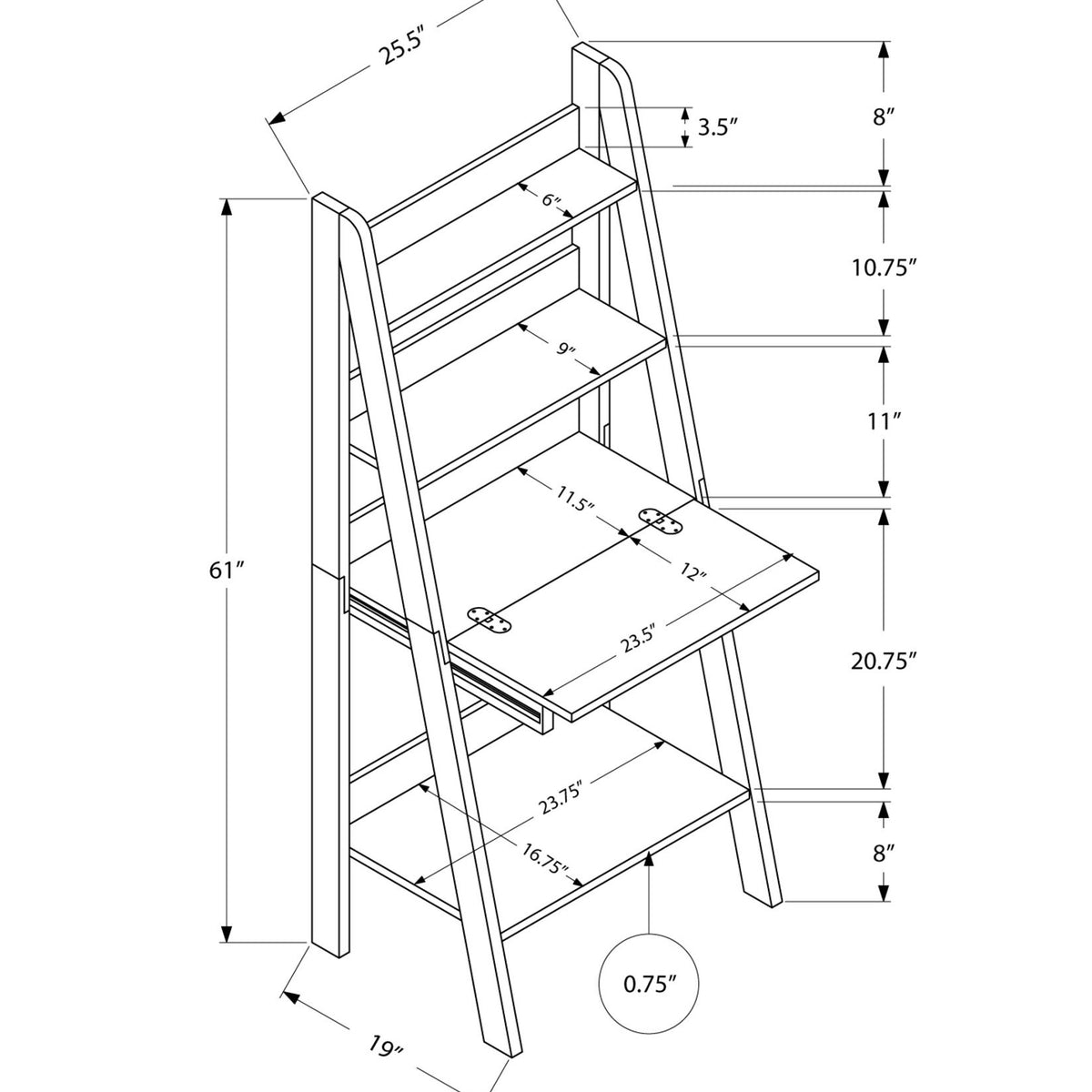 Computer Desk For Home Office, Laptop, Leaning, Storage Shelves