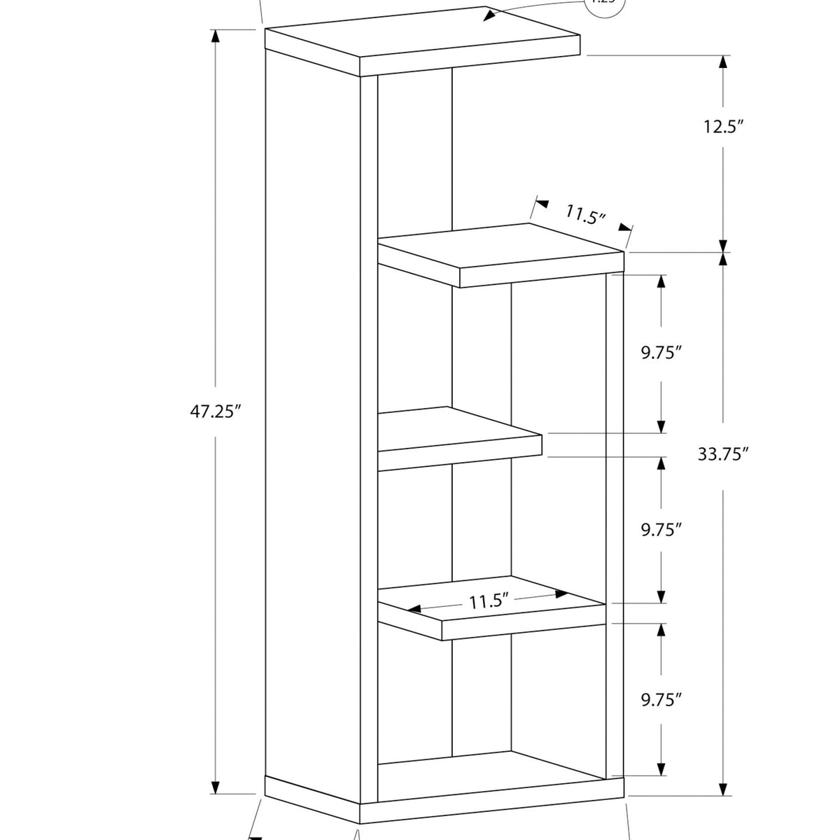 Bookshelf, Bookcase, Etagere, 4 Tier, For Office, Contemporary & Modern - Taupe