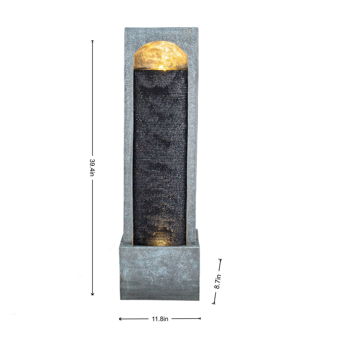 Tall cascading fountain, 39.4 inches high with an 11.8-inch-wide base
