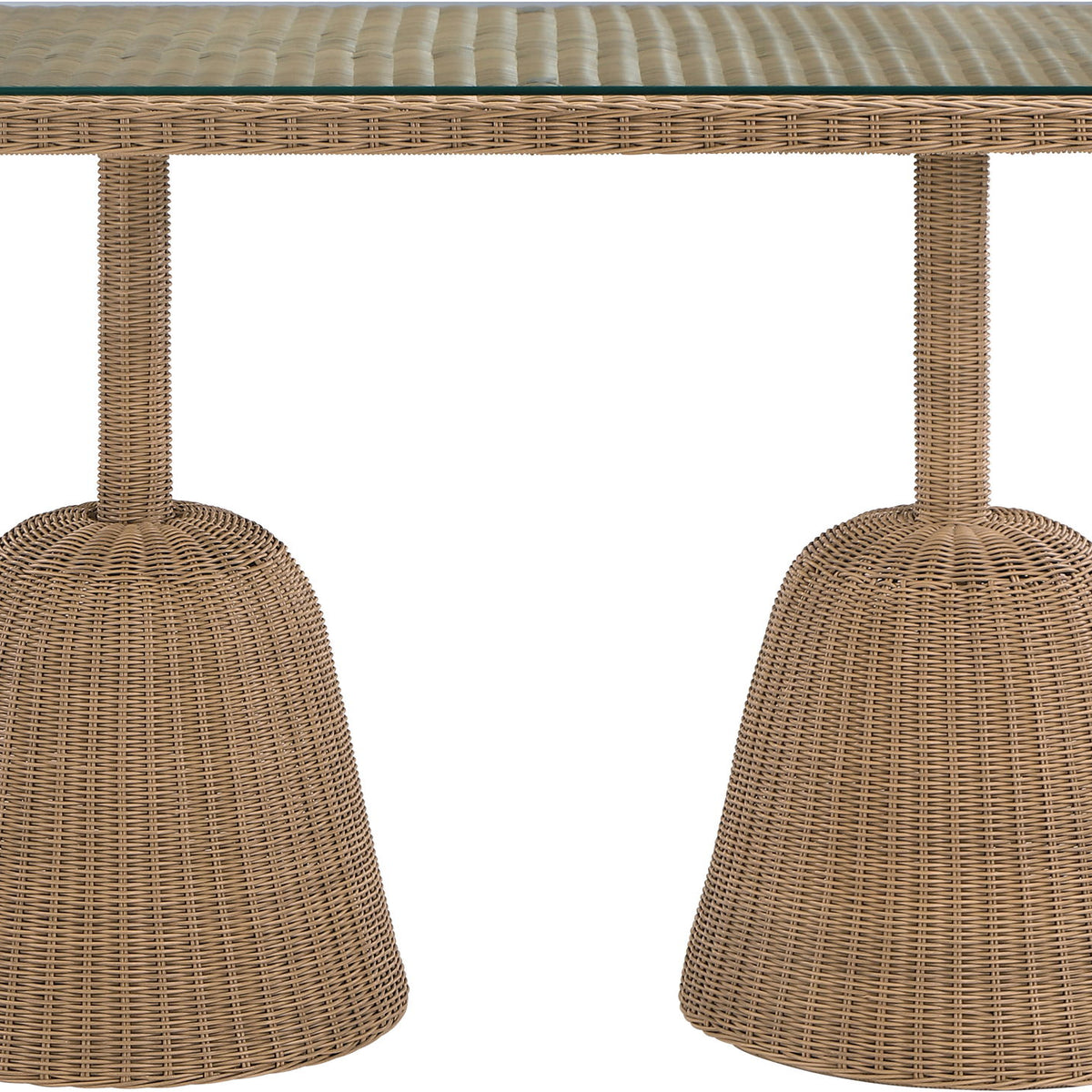 Seacrest - Tempered Glass Top And Wicker Outdoor Patio Bar Height Table