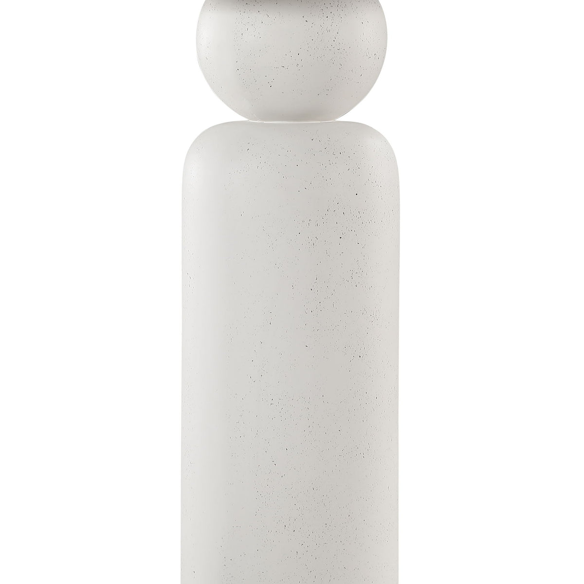 Indoor/outdoor table pedestal base with white speckled finish and rounded cylinders