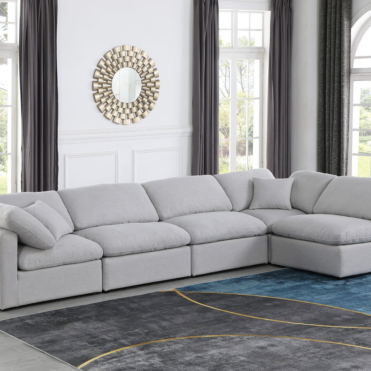 Indulge - Linen 5 Piece Modular Sectional