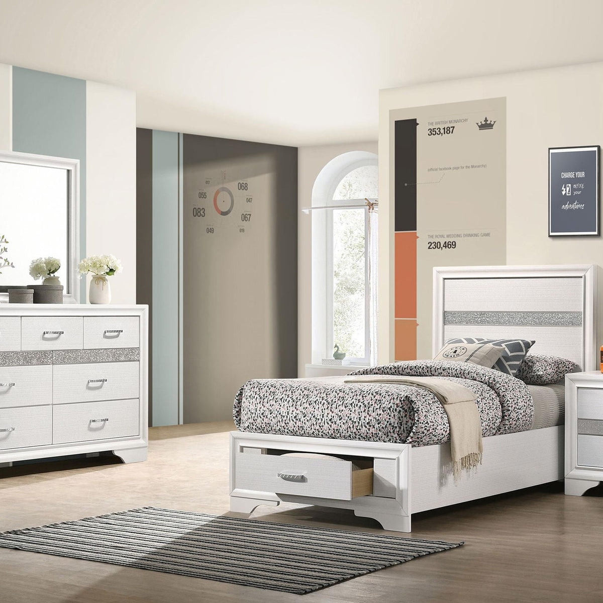 Miranda 4-piece Twin Bedroom Set White