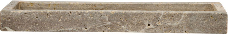 Rectangular speckled stone marble tray with tan and gray mottled pattern