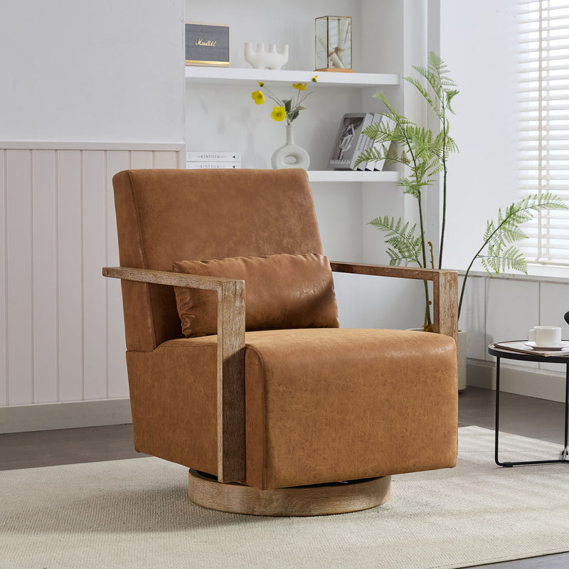 Swivel Modern Upholstered Accent Chair With Armrests