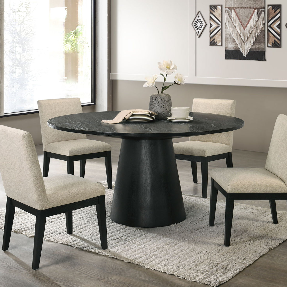 Froja - Manufactured Wood Round Dining Table - Black