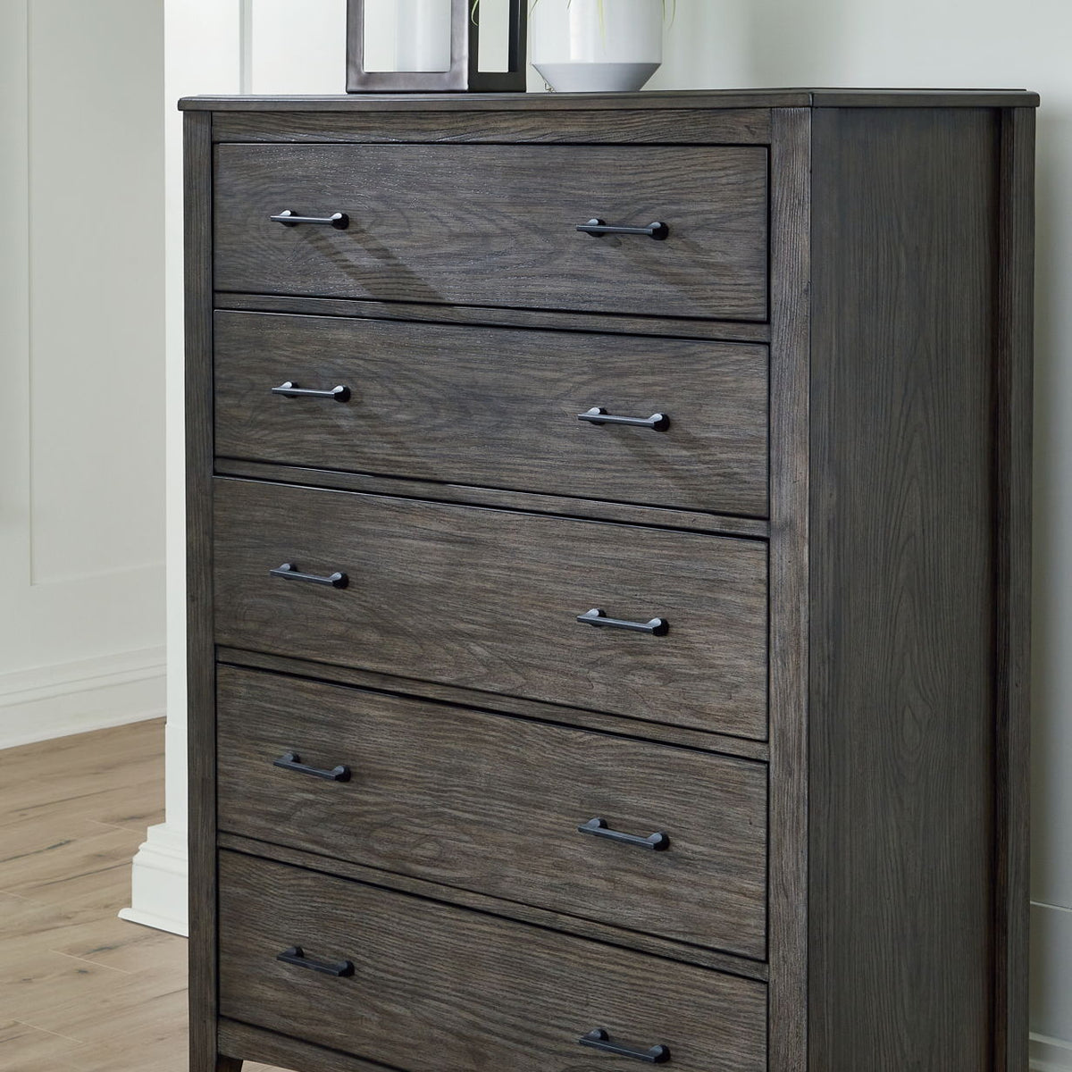 Montillan - Five Drawer Chest - Grayish Brown